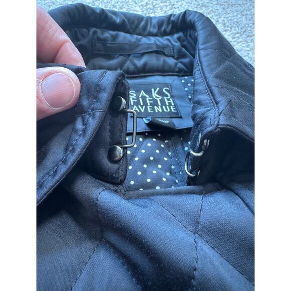 SAKS FIFTH AVENUE Quilted, Double breasted Trench Coat, size women's LG - Picture 11 of 16